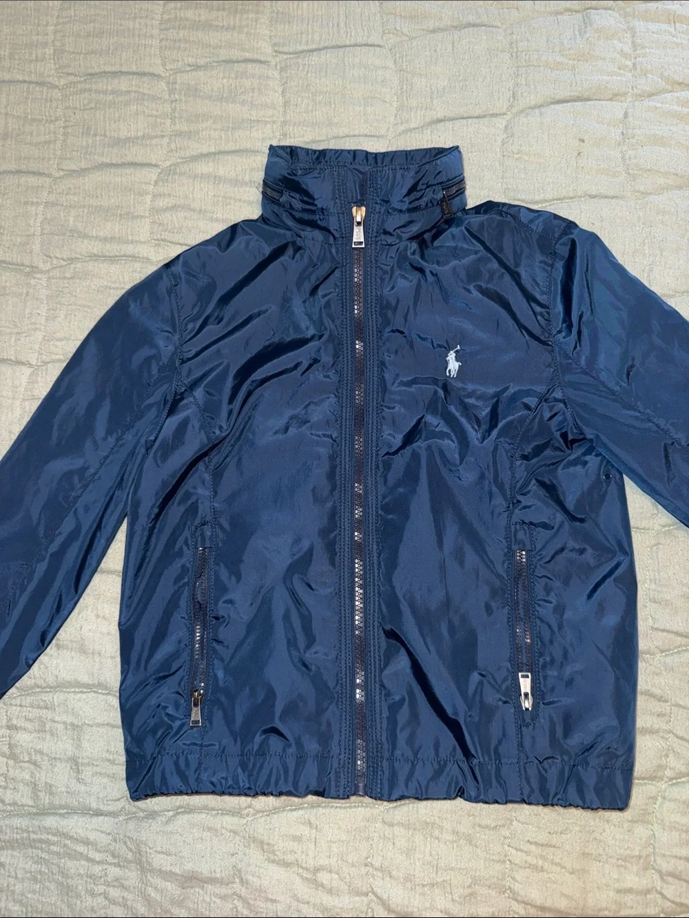 Ralph Lauren Navy Blue Zip-Up Windbreaker Jacket w/zippered hood